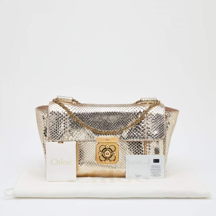 مملوكة مسبقًا Chloé Gold Python Medium Elsie Shoulder Bag