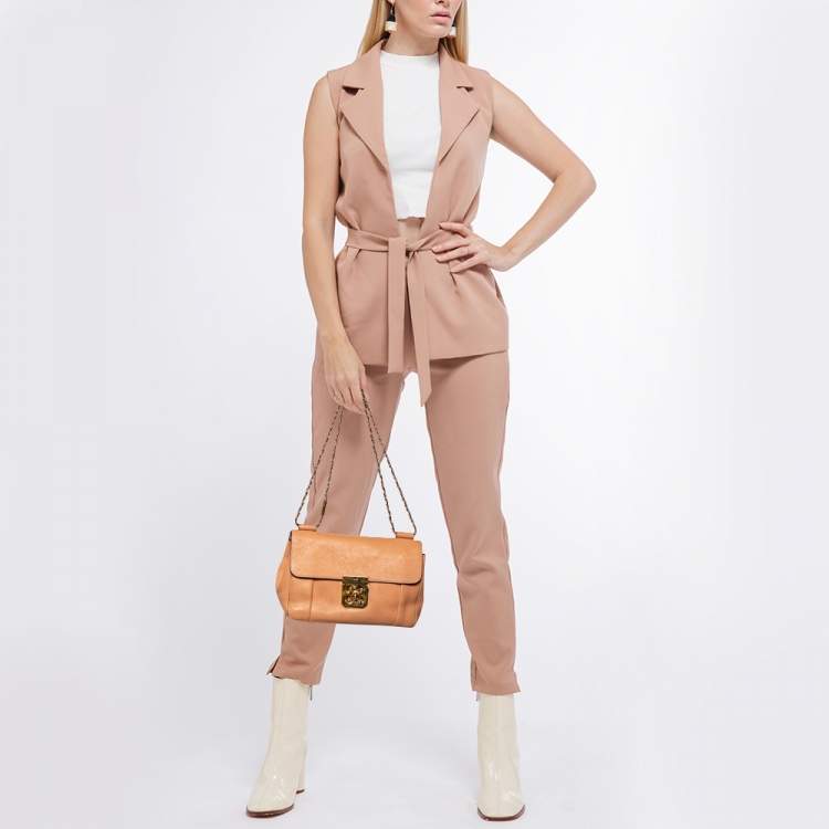Elsie Chain TLC Chloe Flap | Bag Medium Shoulder Peach Chloe Leather