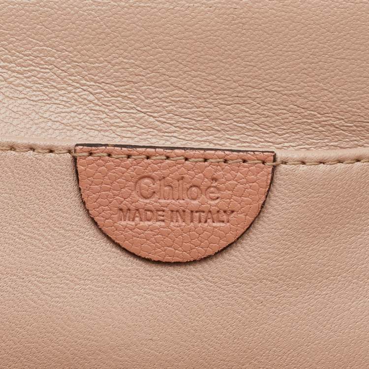 Pre Owned Chloe Peach Leather Medium Elsie Chain Flap Shoulder Bag