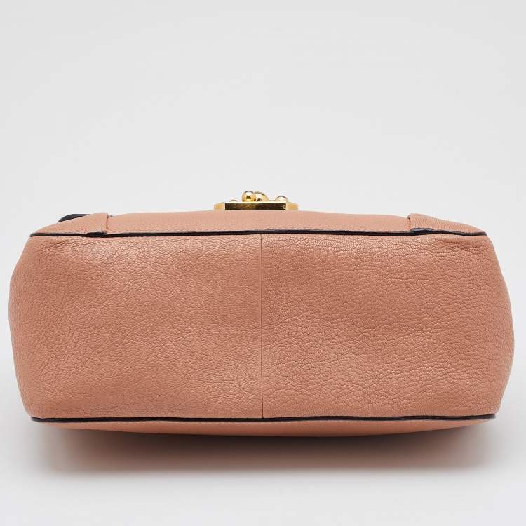 Pre Owned Chloe Peach Leather Medium Elsie Chain Flap Shoulder Bag