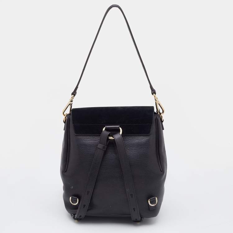Pre Owned Chloe Black Leather and Suede Medium Faye Backpack