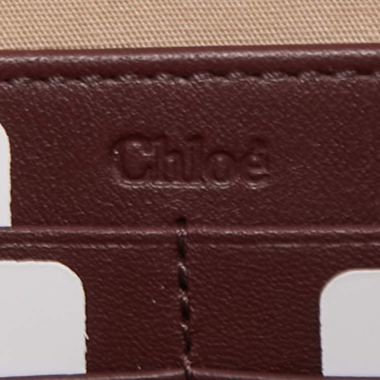 Pre Owned Chloe Burgundy Leather Alphabet Flat Pouch