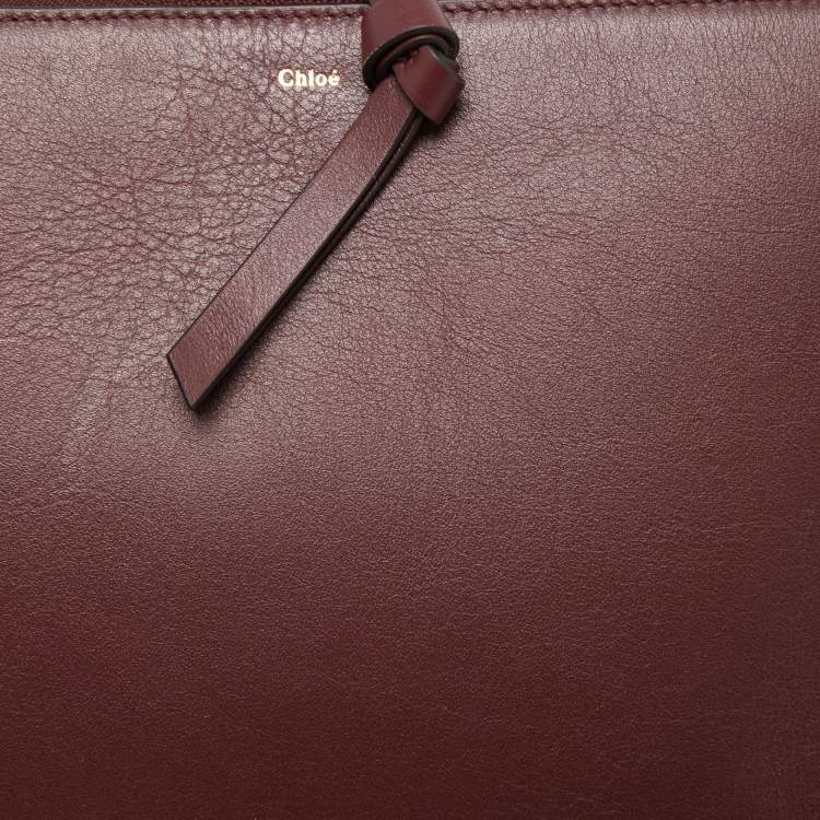 Pre Owned Chloe Burgundy Leather Alphabet Flat Pouch