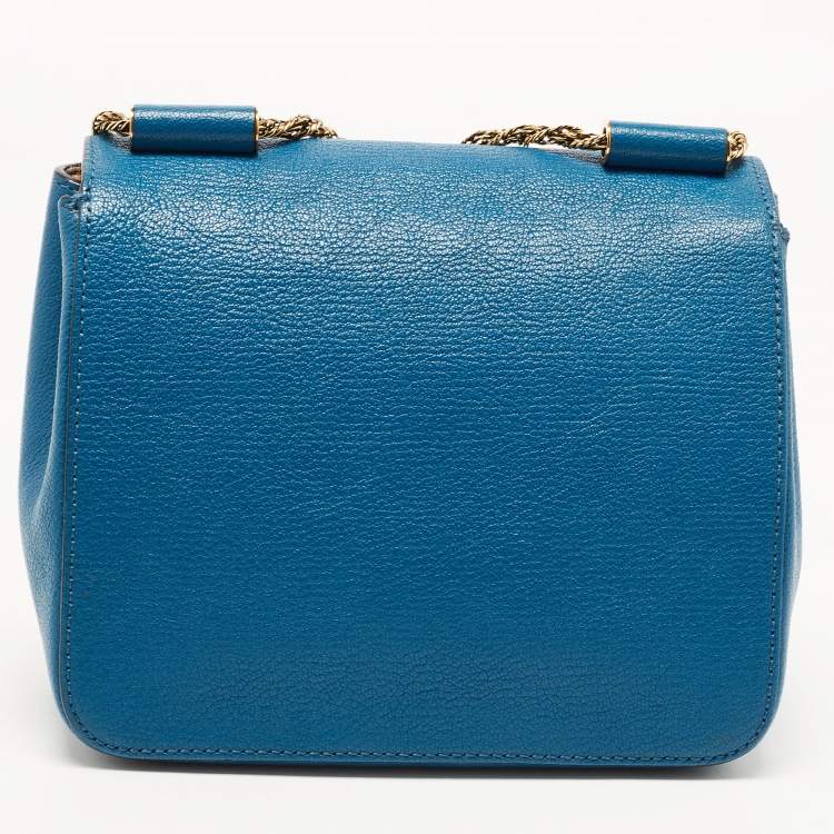 Pre Owned Chloe Blue Leather Small Elsie Shoulder Bag