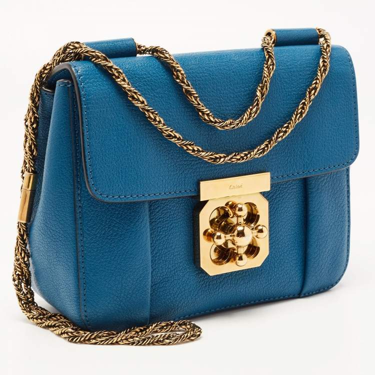 Pre Owned Chloe Blue Leather Small Elsie Shoulder Bag