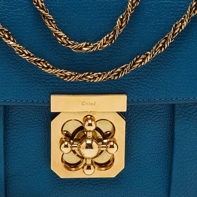 Pre Owned Chloe Blue Leather Small Elsie Shoulder Bag
