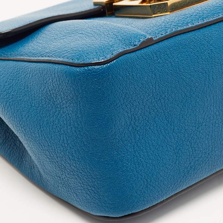 Pre Owned Chloe Blue Leather Small Elsie Shoulder Bag