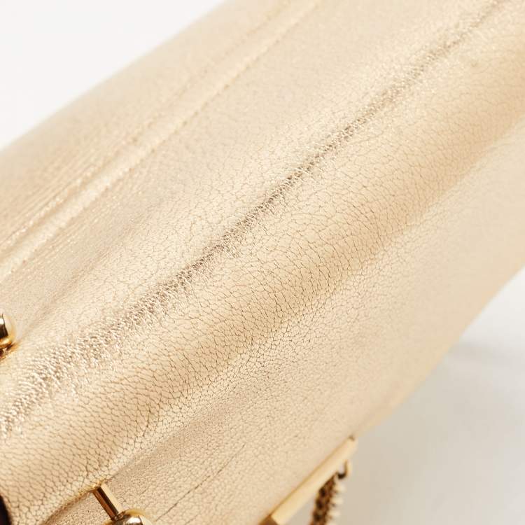 Pre Owned Chloe Metallic Gold Leather Medium Drew Shoulder Bag