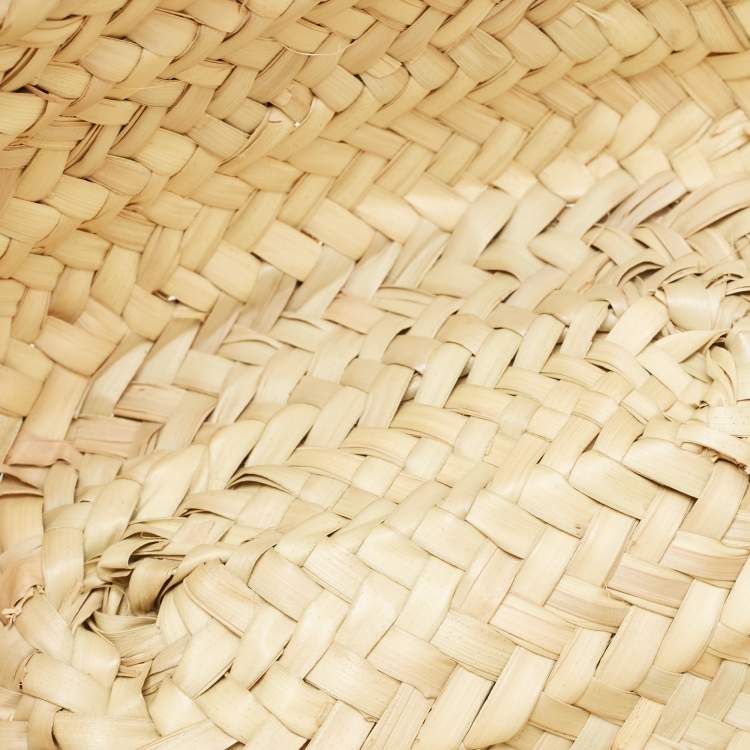 Pre Owned Chloe Brown/Natural Raffia and Leather Mini Marcie Basket Bag