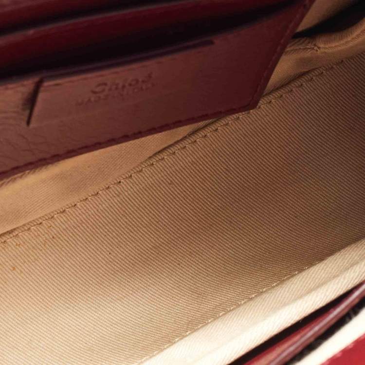 Pre Owned Chloe Maroon Leather and Suede Small Roy Shoulder Bag