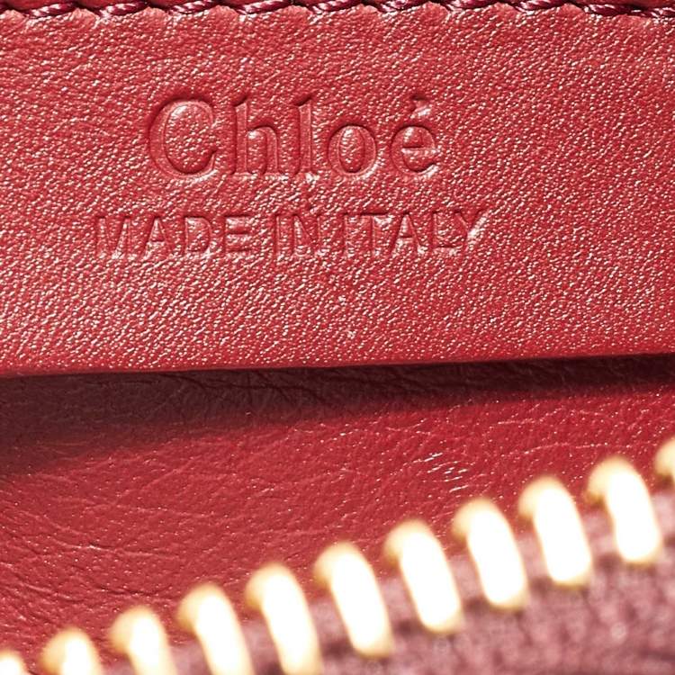 Pre Owned Chloe Maroon Leather and Suede Small Roy Shoulder Bag