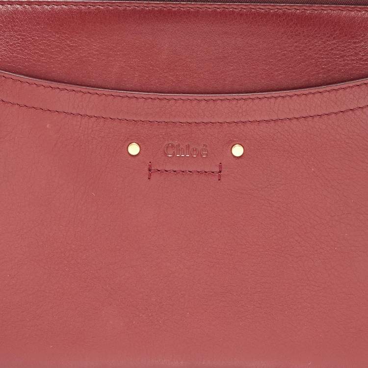 Pre Owned Chloe Maroon Leather and Suede Small Roy Shoulder Bag