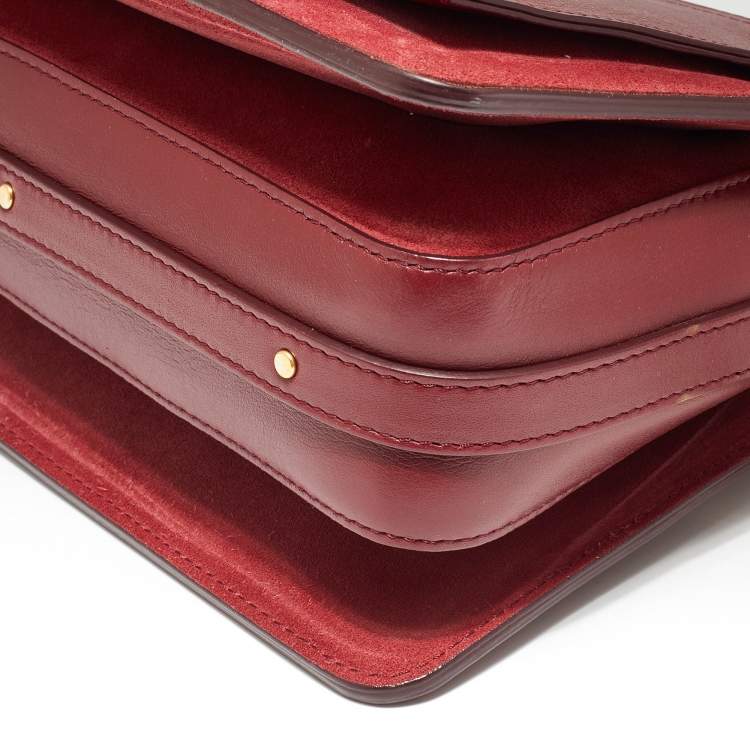 Pre Owned Chloe Maroon Leather and Suede Small Roy Shoulder Bag