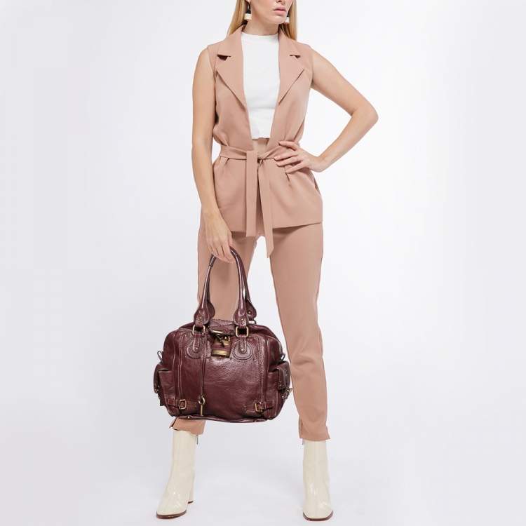 Pre Owned Chloé Burgundy Leather Paddington Satchel