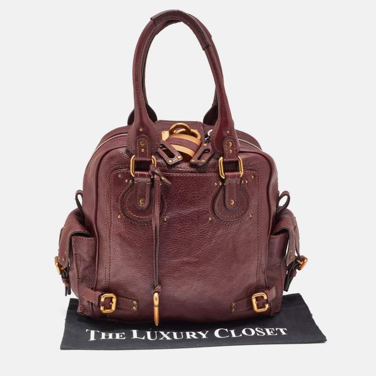 Pre Owned Chloé Burgundy Leather Paddington Satchel