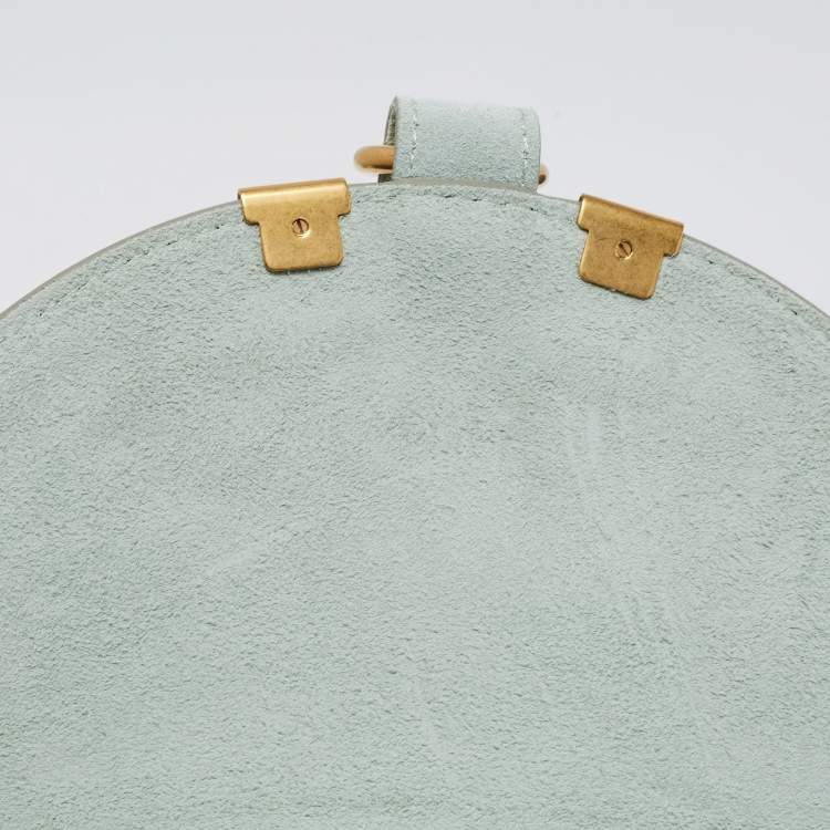 مملوكة مسبقًا Chloe Airy Green Suede and Leather Small Marcie Saddle Bag