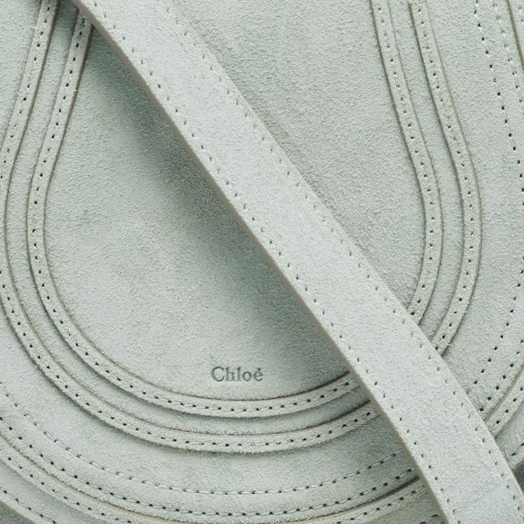 مملوكة مسبقًا Chloe Airy Green Suede and Leather Small Marcie Saddle Bag