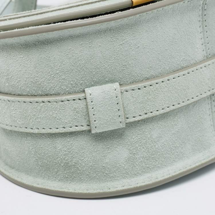 مملوكة مسبقًا Chloe Airy Green Suede and Leather Small Marcie Saddle Bag