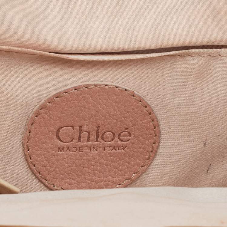 Pre Owned Chloe Gold Crinkled Laminated Leather Frame Clutch 