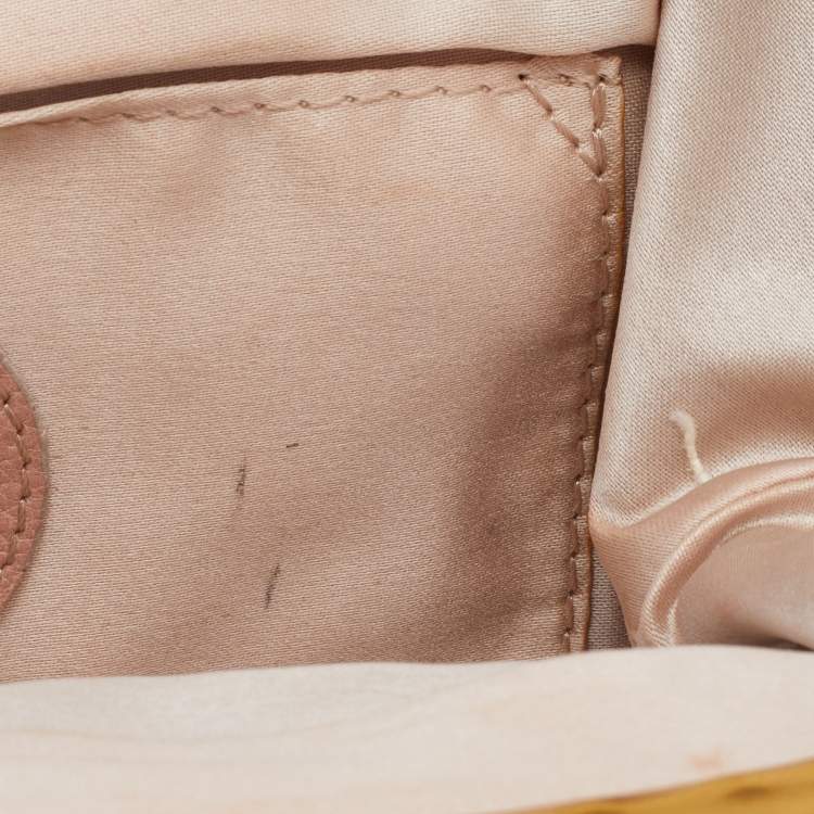 Pre Owned Chloe Gold Crinkled Laminated Leather Frame Clutch 