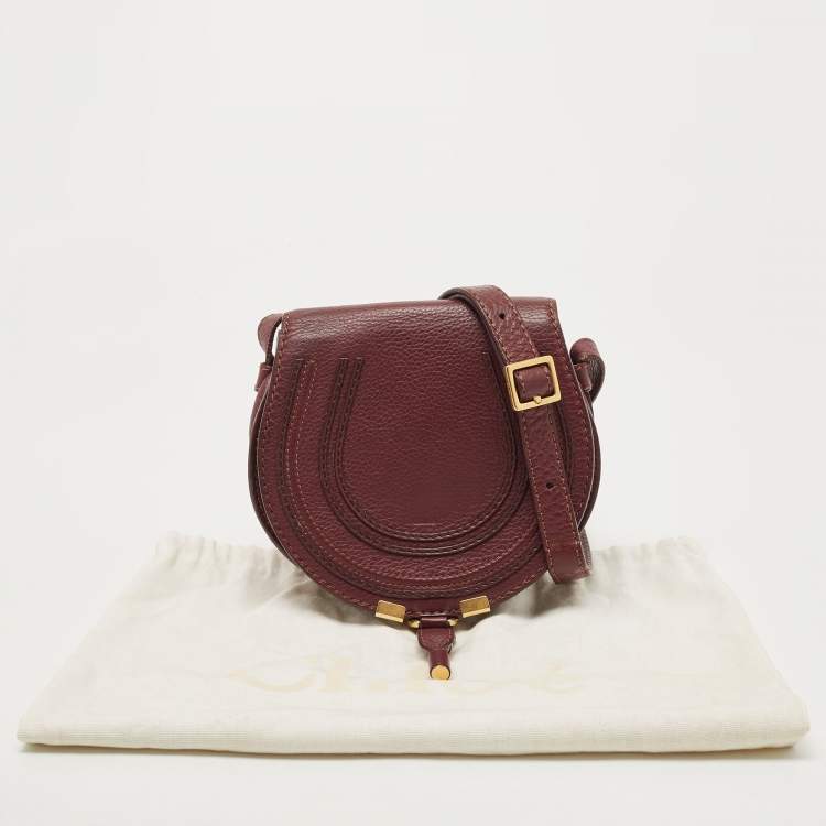 Pre Owned Chloe Burgundy Leather Mini Marcie Crossbody Bag