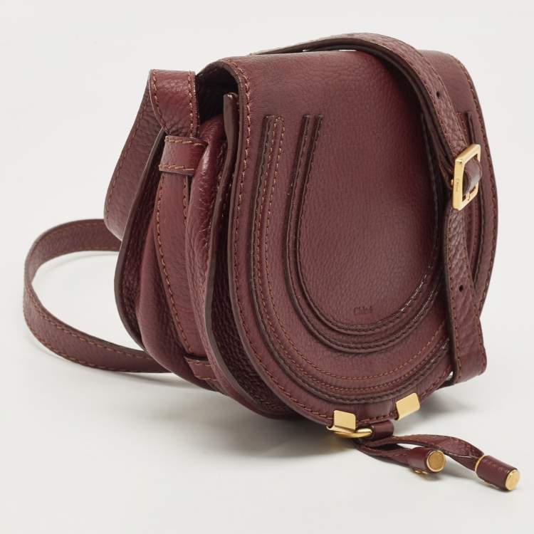 Pre Owned Chloe Burgundy Leather Mini Marcie Crossbody Bag