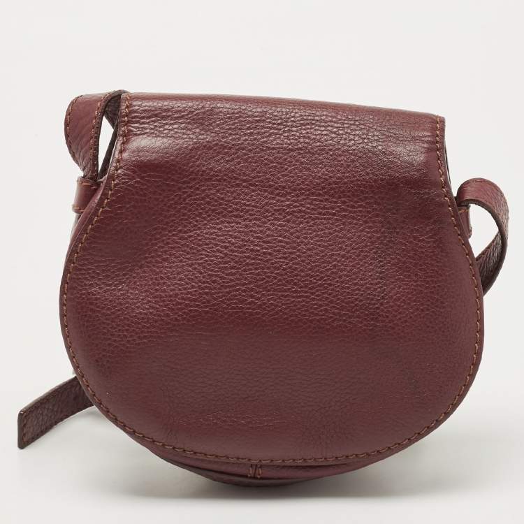 Pre Owned Chloe Burgundy Leather Mini Marcie Crossbody Bag