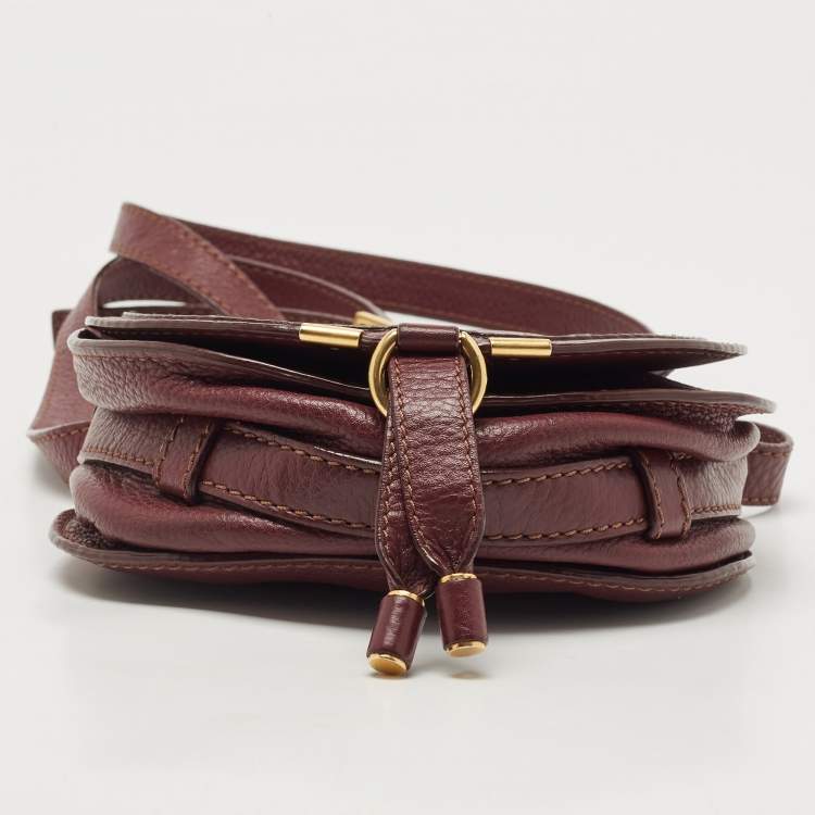 Pre Owned Chloe Burgundy Leather Mini Marcie Crossbody Bag