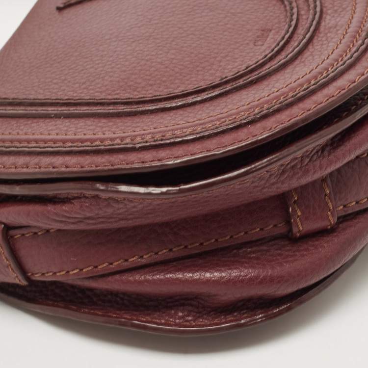 Pre Owned Chloe Burgundy Leather Mini Marcie Crossbody Bag