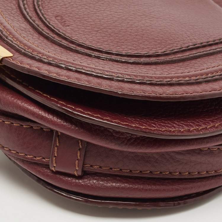 Pre Owned Chloe Burgundy Leather Mini Marcie Crossbody Bag