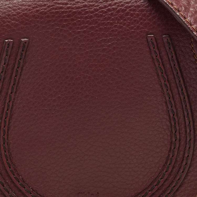 Pre Owned Chloe Burgundy Leather Mini Marcie Crossbody Bag