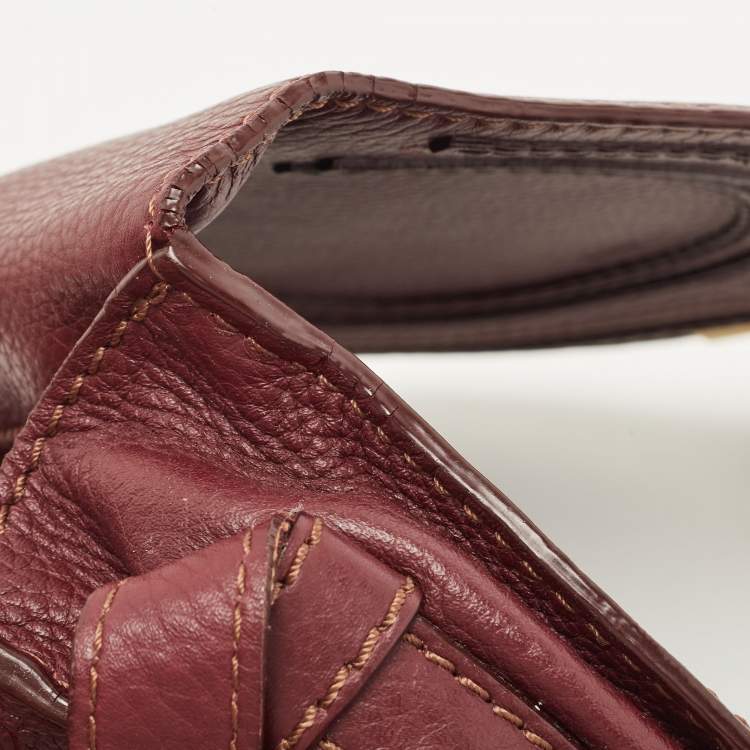 Pre Owned Chloe Burgundy Leather Mini Marcie Crossbody Bag