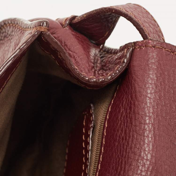 Pre Owned Chloe Burgundy Leather Mini Marcie Crossbody Bag