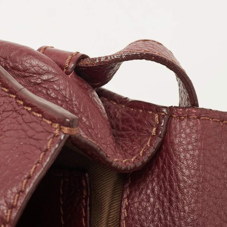 Pre Owned Chloe Burgundy Leather Mini Marcie Crossbody Bag