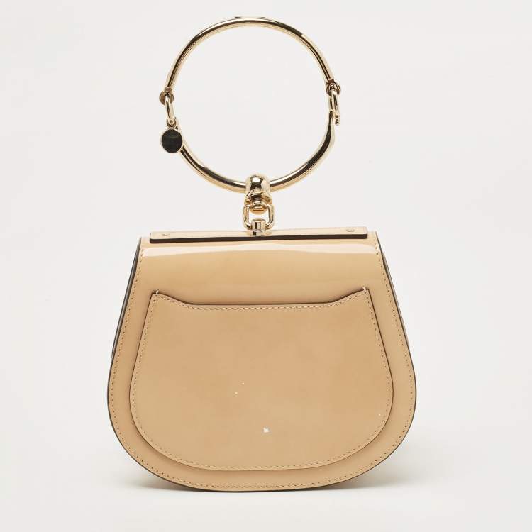 Pre Owned Chloe Beige Glazed Leather Small Nile Bracelet Shoulder Bag