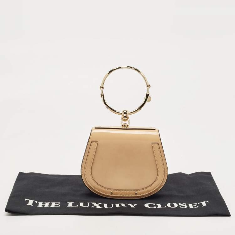 Pre Owned Chloe Beige Glazed Leather Small Nile Bracelet Shoulder Bag
