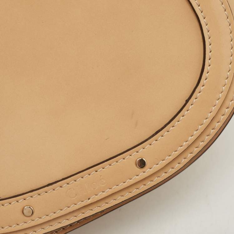 Pre Owned Chloe Beige Glazed Leather Small Nile Bracelet Shoulder Bag