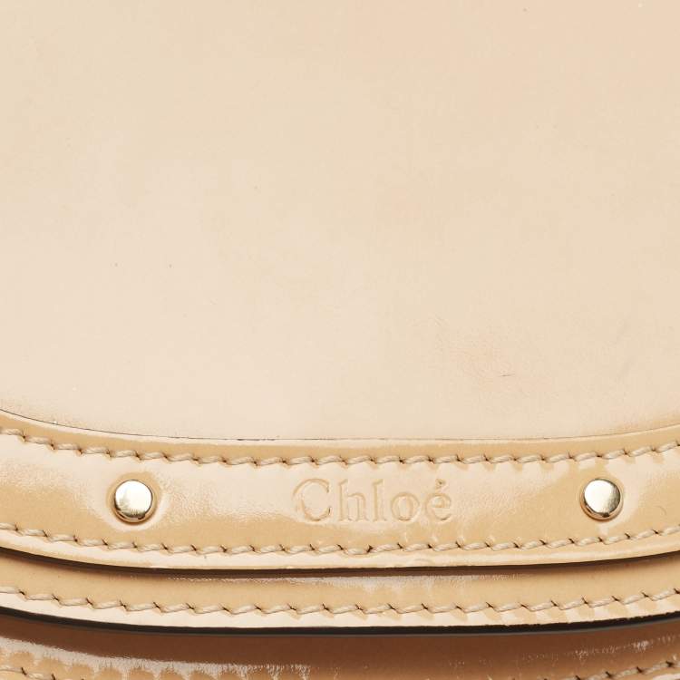 Pre Owned Chloe Beige Glazed Leather Small Nile Bracelet Shoulder Bag