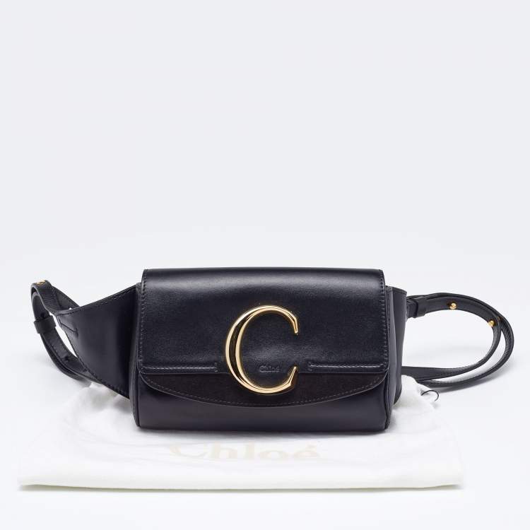Pre Owned Chloe Black Leather and Suede C Belt Bag             