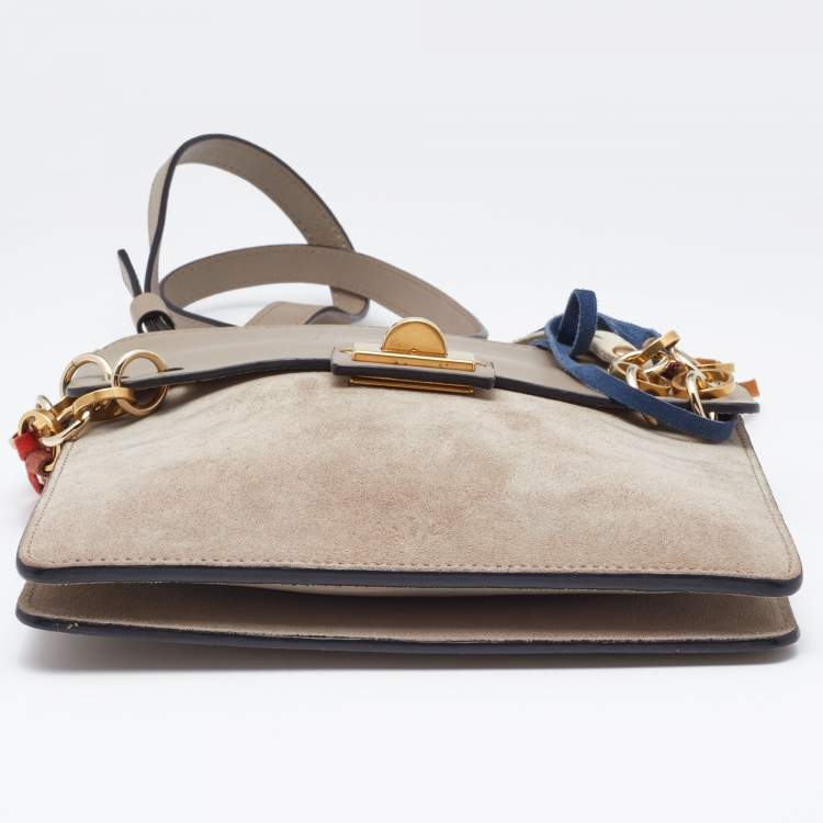 Pre Owned Chloe Beige Leather and Suede Jane Tassel Crossbody Bag