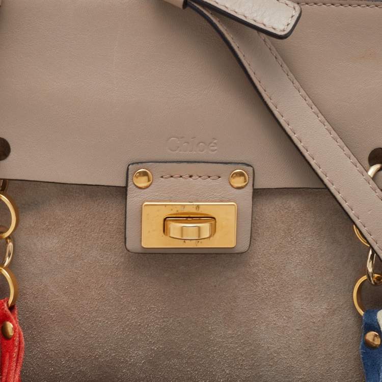 Pre Owned Chloe Beige Leather and Suede Jane Tassel Crossbody Bag