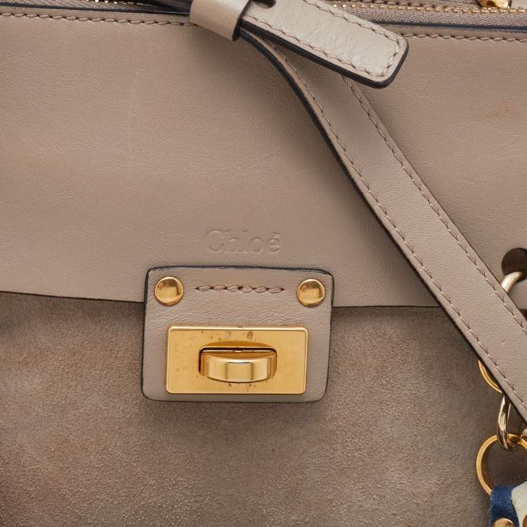 Pre Owned Chloe Beige Leather and Suede Jane Tassel Crossbody Bag