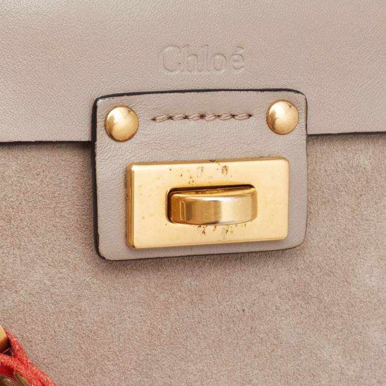 Pre Owned Chloe Beige Leather and Suede Jane Tassel Crossbody Bag