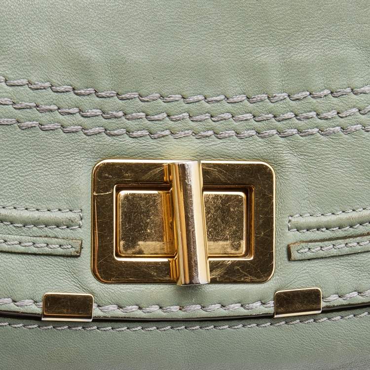 Pre Owned Chloe Pistachio Green Leather Medium Marcie Turn Lock Satchel