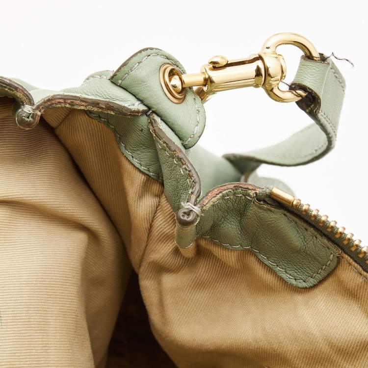 Pre Owned Chloe Pistachio Green Leather Medium Marcie Turn Lock Satchel