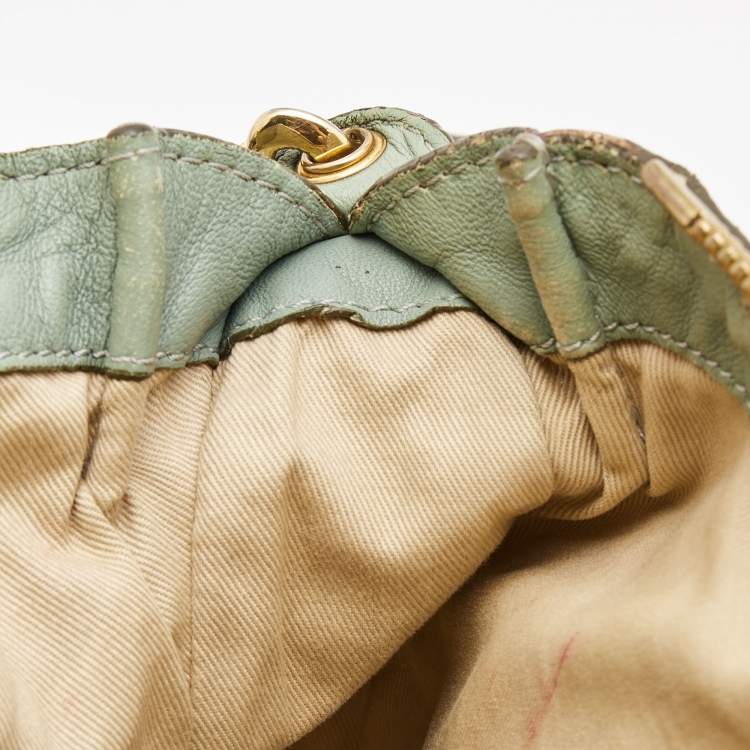 Pre Owned Chloe Pistachio Green Leather Medium Marcie Turn Lock Satchel