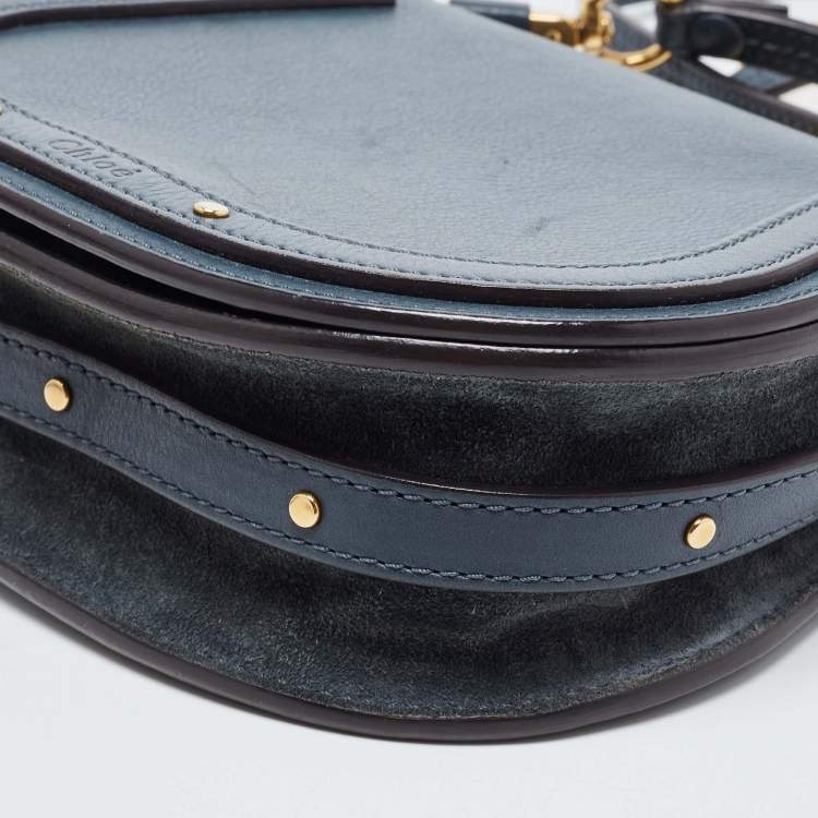 Pre Owned Chloe Teal Leather Small Nile Bracelet Crossbody Bag