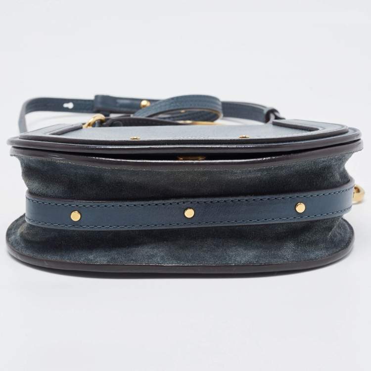 Pre Owned Chloe Teal Leather Small Nile Bracelet Crossbody Bag