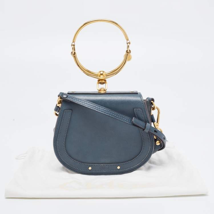 Pre Owned Chloe Teal Leather Small Nile Bracelet Crossbody Bag