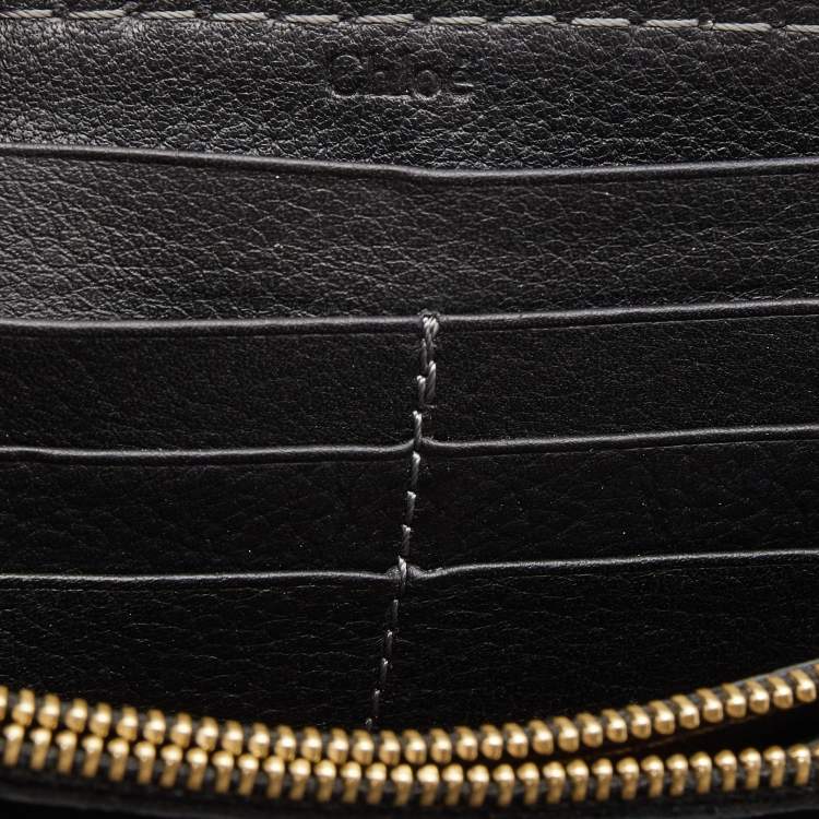 Pre Owned Chloe Black Leather Marcie Zip Around Continental Wallet